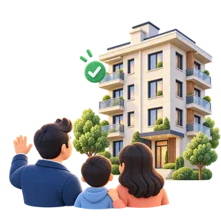 Yenilenen binasına kavuşan mutlu aile